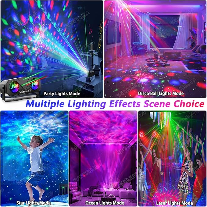 Disco Ball Light, Party Disco Dj Strobe Ocean Star Projector Dance Light Sound - Image 2