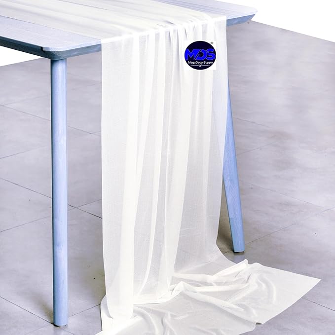 MDS 5 Pack 10ft Chiffon Table Runner 29 x 120 Inches Sheer Wedding Runner - Image 2