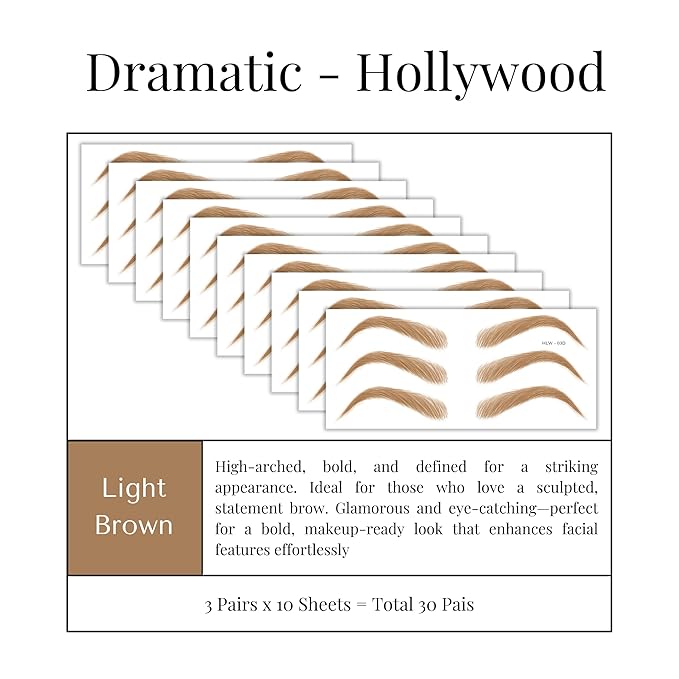 Bliss and Beyond USA Eyebrow Tattoo Stickers Waterproof – 30-Pair Deluxe Box | - Image 2