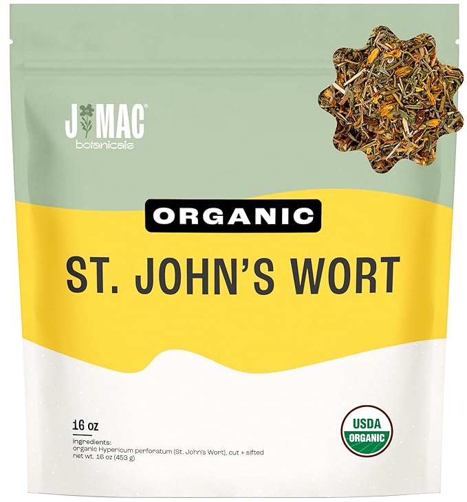 J Mac Botanicals, Organic St John's Wort Hypericum perforatum Loose Leaf Herbal by JMACBOTANICALS