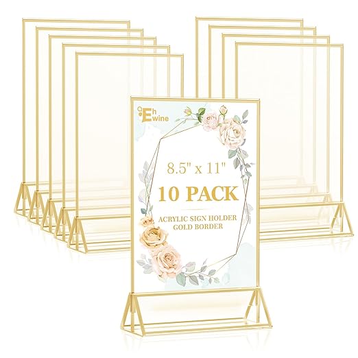 EHWINE 10 Pack 8.5×11 Clear Acrylic Sign Holder by EHWINE