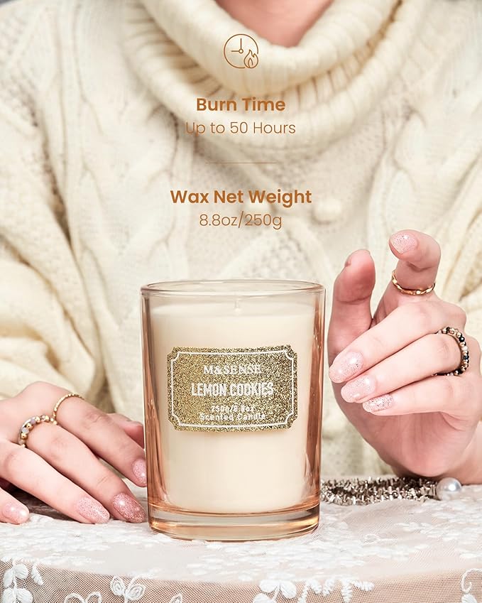 M&SENSE Lemon Scented Candle, Classic Size 8.8 oz Glitter Jar, Holiday Gifts - Image 5