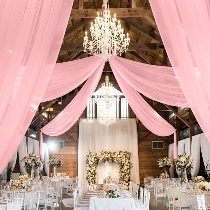 6 Panels Dusty Rose Ceiling Drapes - Image 8