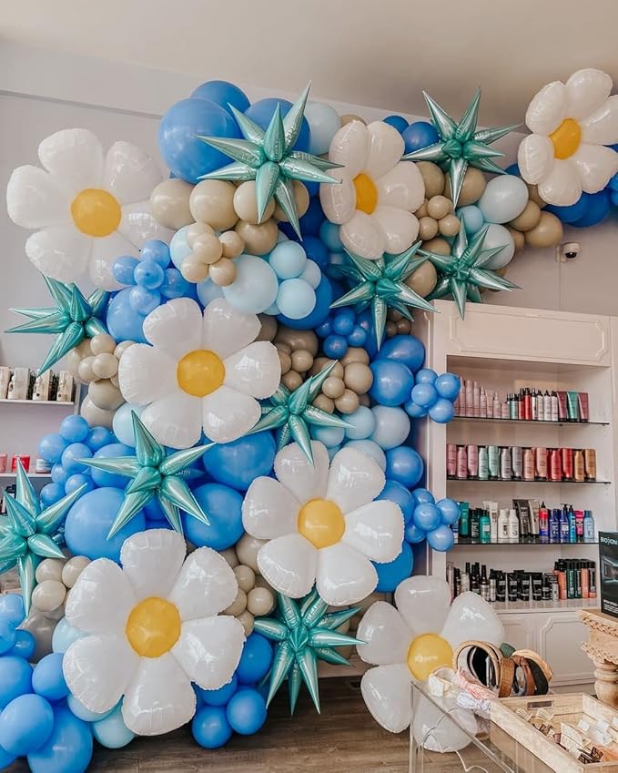 3pcs 26inch 3D Explosion Star foil balloon, Pearled Blue Foil Cone star burst - Image 4
