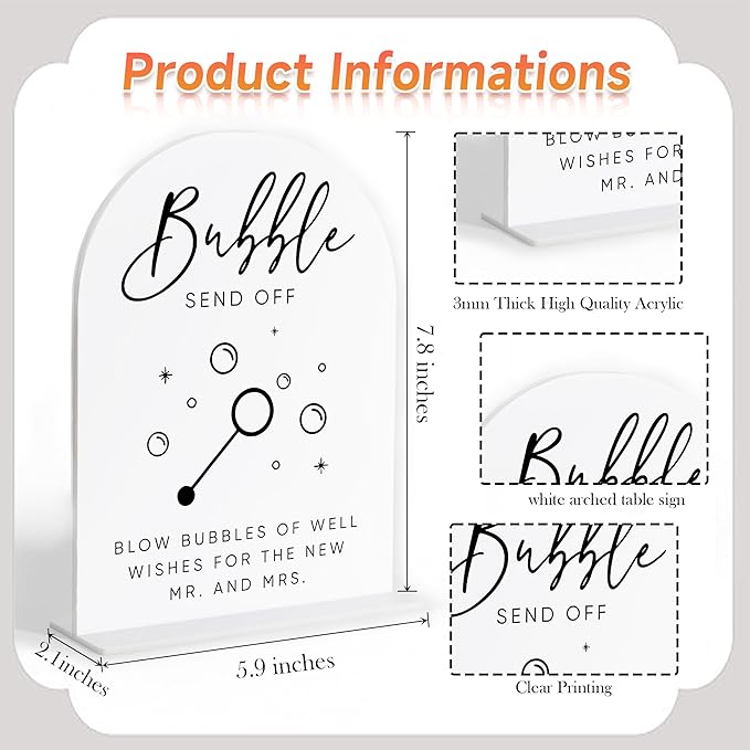 Bubble Send Off Sign for Wedding, Wedding Reception Decorations, Bridal Shower - Image 2