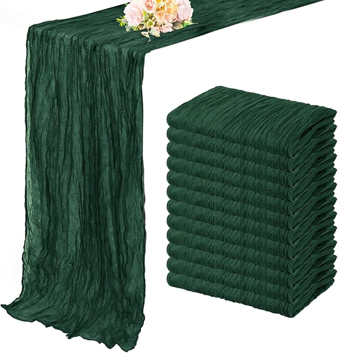 Emerald Green 12 Pack Cheesecloth Table Runner 10FT Boho Fabric Rustic Cheese by FoliafeelHome