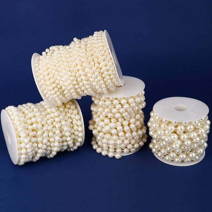 118 FT Pearl Beads Garland for Decoration, 5MM Craft Pearl Beads String Spool - Image 6