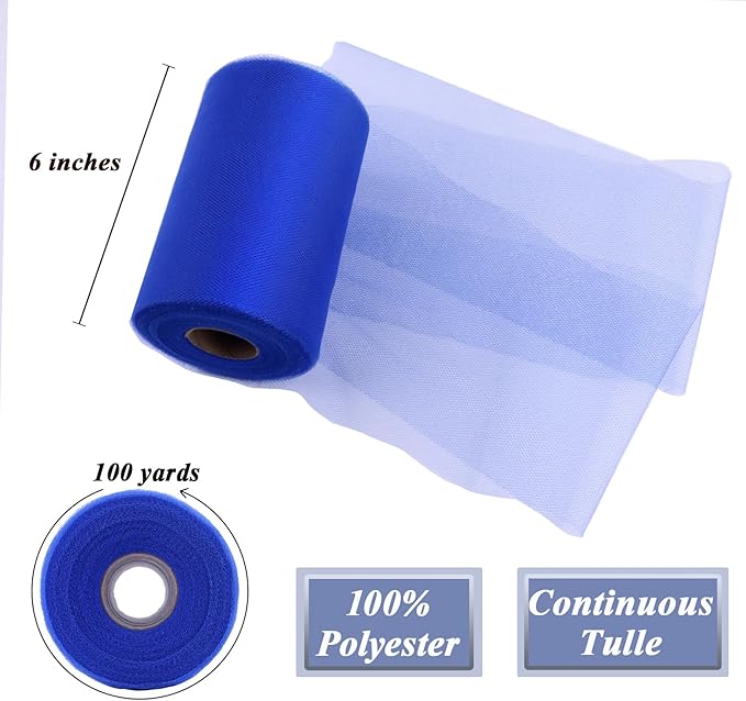 Royal Blue Tulle Fabric Roll 6" by 100 Yards Soft Tulle Spool - Image 2