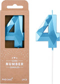 PHD CAKE 2.76 Inch Crystal Blue 4 Number Birthday Candles, Cake Number Candles by PHDCAKE