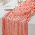 Sioloc 1 Pack Peach Coral Cheesecloth Table Runner Fall Autumn Decor by HEALTHYCOMFORTLIFE