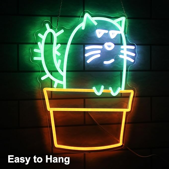 Cactus Cat Neon Sign Funny Animal LED Signs - Image 2