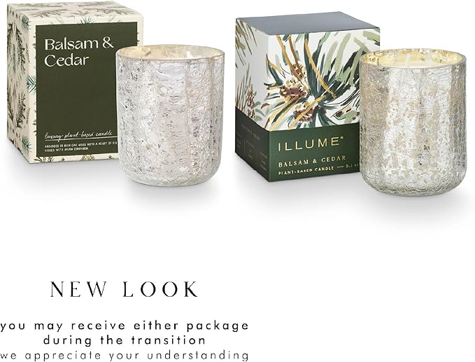 ILLUME Small Boxed Crackle Glass Candle, Balsam & Cedar - Image 5