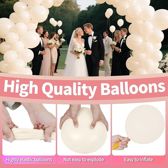 KAWKALSH Sand White Balloon 12 Inch - Image 3