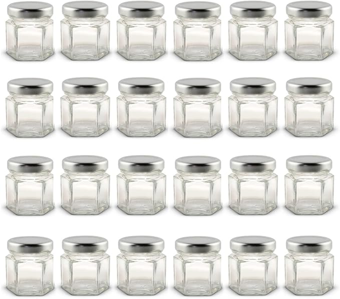 1.5 oz Hexagon Mini Glass Jars by PREMIUM+VIALS+CREATIVE+PACKAGING+SOLUTIONS