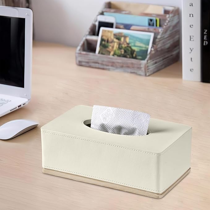 Rectangular Tissue Box Cover for Bathroom, Livingroom, Hand Carved Leather - Image 9
