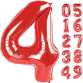 Number Balloon 40 Inch Red 4 Balloon, 4 14 24 34 40 44 48 New Years Balloons by Upgesy