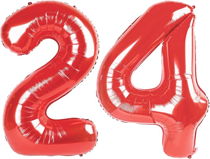 Red Number 24 42 Balloon 40 Inch Birthday Decorations, Number 24 Balloon by Upgesy
