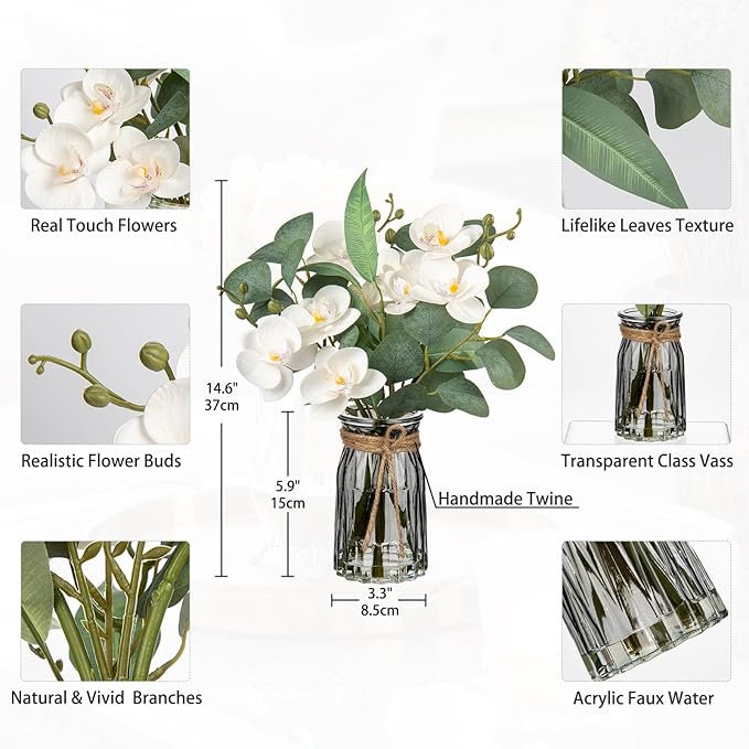 White Orchids Artificial Flowers - Image 2