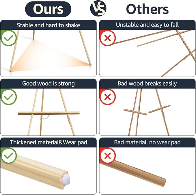 Wooden Easels for Display, Wood Easels for Wedding Signs, Stand Tripod - Image 9