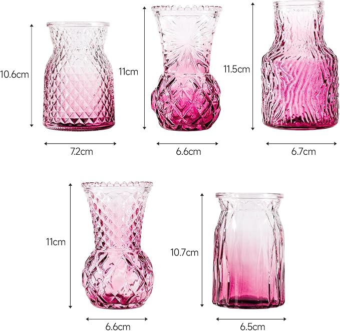 10 Pcs Pink Flower Bud Vases, Loose Transparent Flower Bud Vases, Small Vases - Image 5