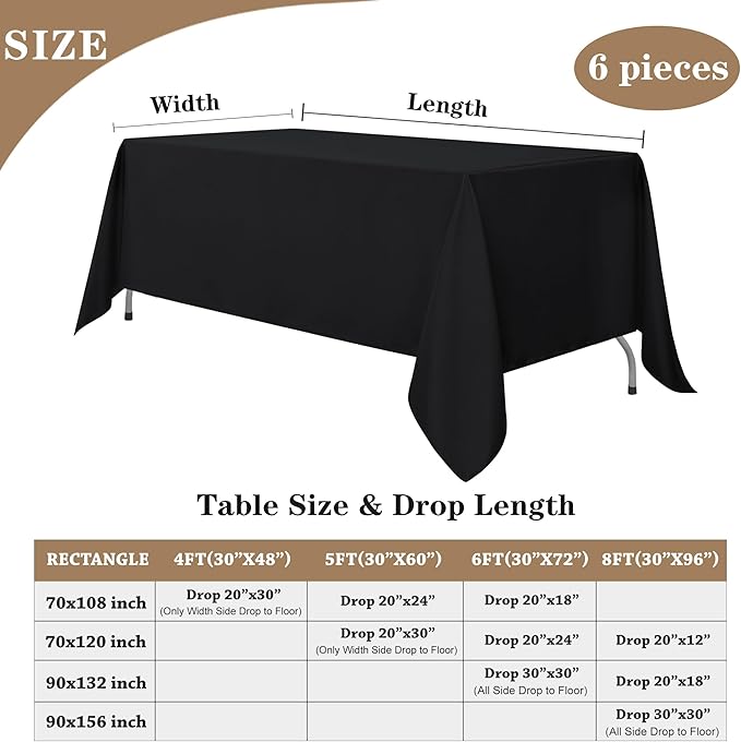 Fitable Black Rectangle Tablecloths - Image 5