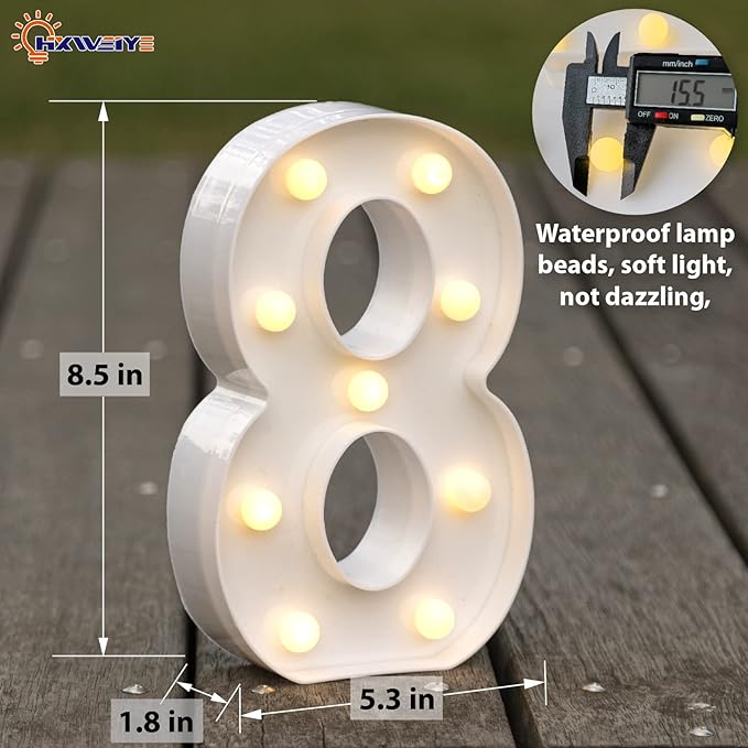 HXWEIYE Light Up Numbers-8, LED Marquee Number Lights Sign 26 Alphabet and 10 - Image 2