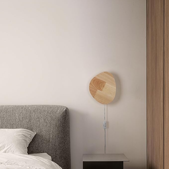 Modern Minimalist Plug in Wall Sconces, 9.4'' Plug-in Or Cordless Wood - Image 4