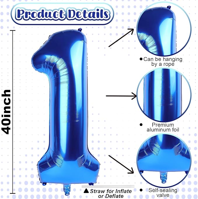11 Balloon Number Birthday, Giant Navy Blue Number 1 & 1 Helium Foil Balloons - Image 2