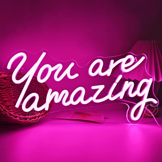 SYLHOME Pink You Are Amazing Led Neon Light Sign Girls Bedroom Kids Room Wall - Image 4