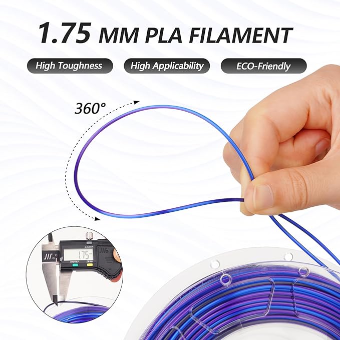 AMOLEN Silk PLA 3D Printer Filament Bundle, Shiny Fast Color Change 3D Printing - Image 4