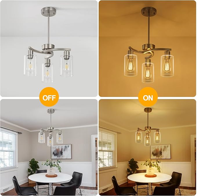 3-Light Brushed Nickel Pendant Lighting - Image 5