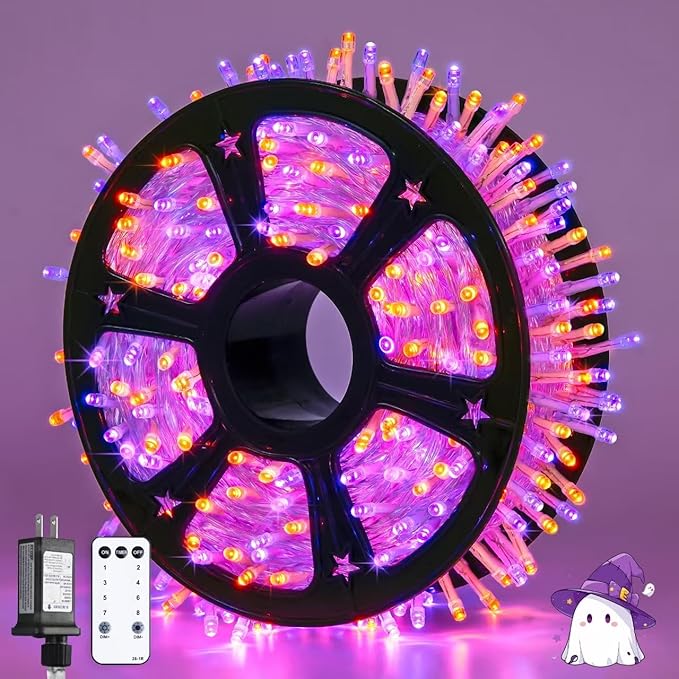 JMEXSUSS 163 FT 500 LED Halloween String Lights Indoor, 8 Modes Outdoor by JMEXSUSS
