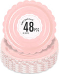 48 Pcs Pink Paper Plates 9 Inch Scalloped Dessert Plates by Polinook-TheAnswerToEveryClutteredSpace