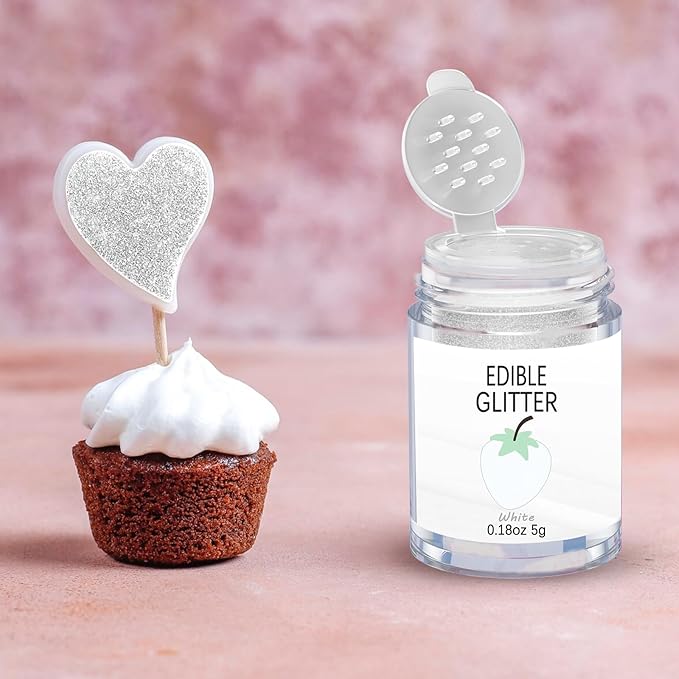 White Edible Glitter Glimmer Powder - Image 3
