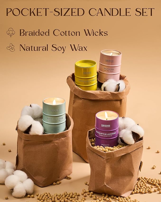 Fall Candles Set | Mini Scented Candles Gift Set | 4 Pack Candles - Image 3