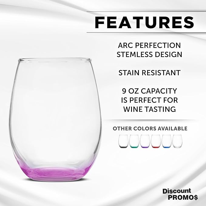 DISCOUNT PROMOS Stemless Wine Glass 9 oz. Set of 10, Bulk Pack - Image 2
