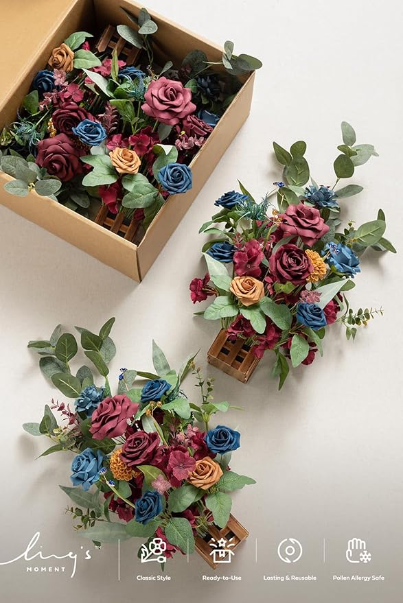 Ling's Moment 17.5" Tall Standing Artificial Flowers Arrangements 4pcs Fall - Image 7