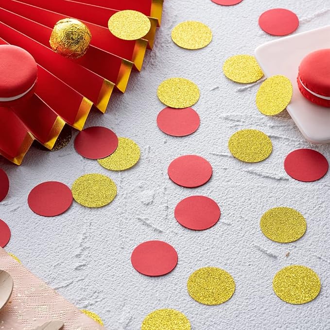Gold and Red Confetti Table Decoration - Image 2