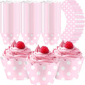 Domensi 100 Pcs Pink Polka Dots Cupcake Wrappers Rustic Cupcake Liners Baking by Domensi