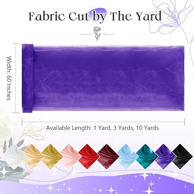P Pothuiny Sheer Organza Fabric by The Yard, 10 Yards x 60 Inch Wide Bridal - Image 3