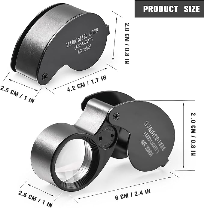 2 Pieces 40X Magnifying Glass, Jewelers Loupe Pocket Folding Magnifier - Image 2
