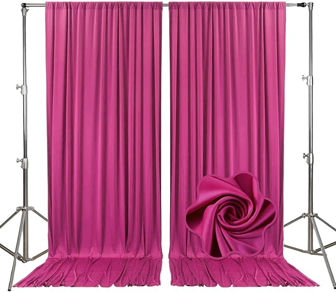 10ft x 10ft Fuchsia Backdrop Curtains by Tisspoms