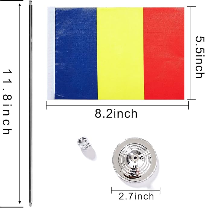 ZXvZYT 2 Pack Romania flag Romanian Table Flag Small Mini Romanian Desk Flags - Image 2
