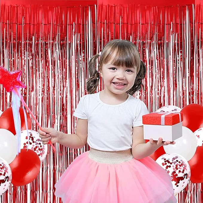 BEISHIDA 2 Pcs Red Door Streamers Tinsel Curtain Party Streamers Backdrop - Image 3