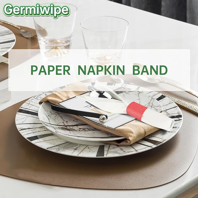 Germiwipe Paper Napkin Band Box of 500, Napkin Rings Self Adhesive - Image 5