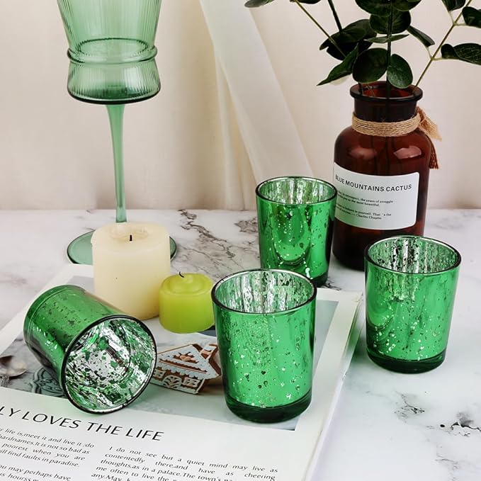Green Mercury Glass Tea Light Holders Set of 36 - Image 5