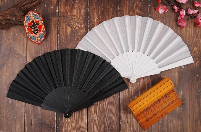 HUNANBANG Product Image 4 Pieces Folding Hand Fans Church Wedding Gift - Image 5