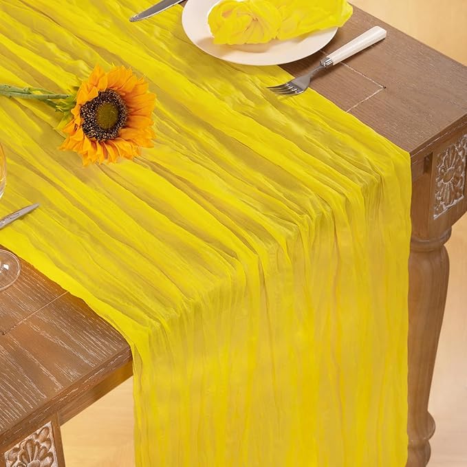 Lemon Yellow Cheesecloth Table Runner 10 Pack Fall Table Runners Boho Gauze 120 - Image 5