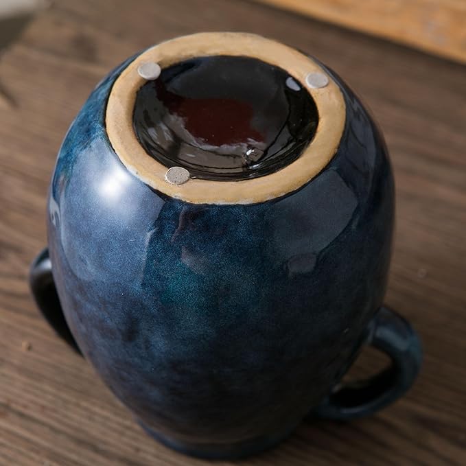 Blue Ceramic Vase with 2 Handles - Image 9