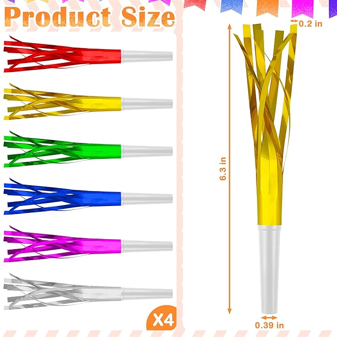 24 PC Multi Party Blowers for Adults Party Horns Birthday Blowers Noisemakers - Image 2